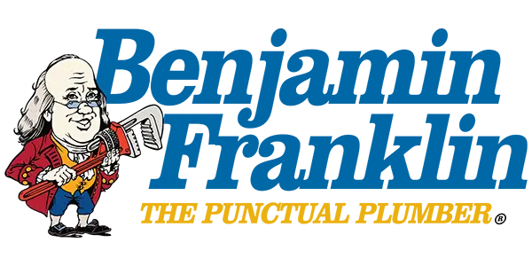 An illustration of the character 'Benjamin Franklin' with the text 'Benjamin Franklin the Punctual Plumber'